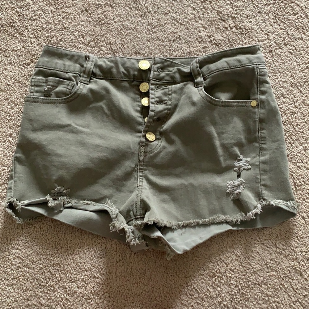 Army green jean shorts